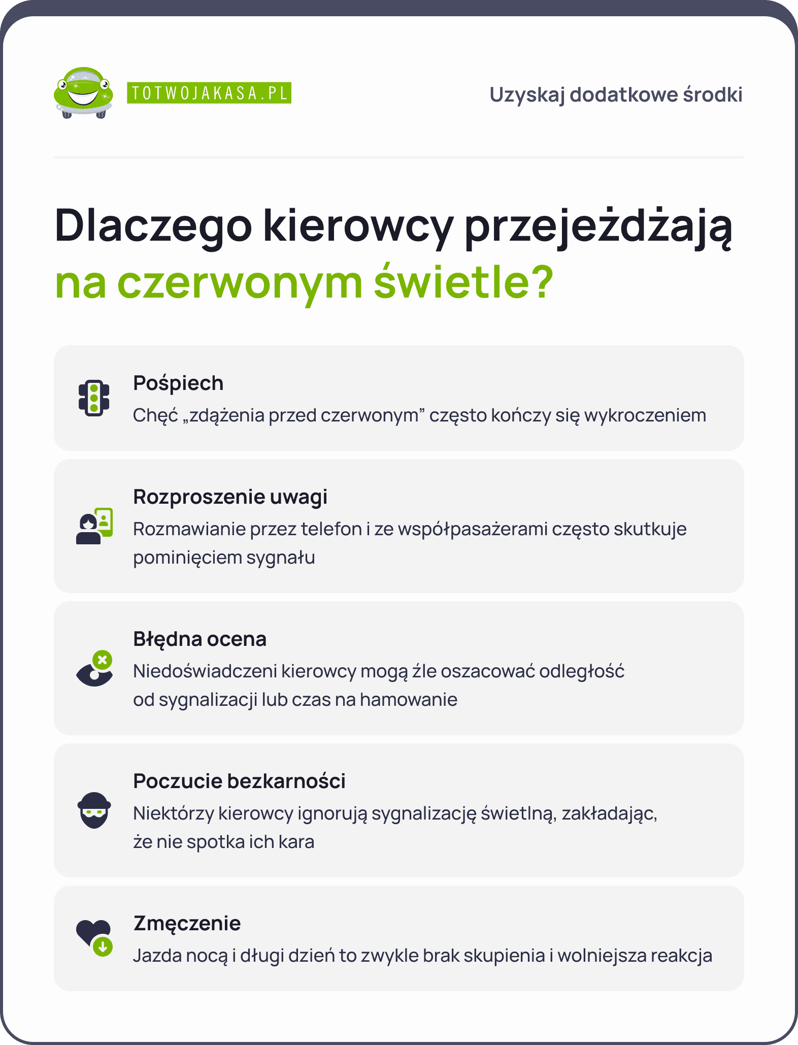przejazd na czerwonym świetle - przyczyny