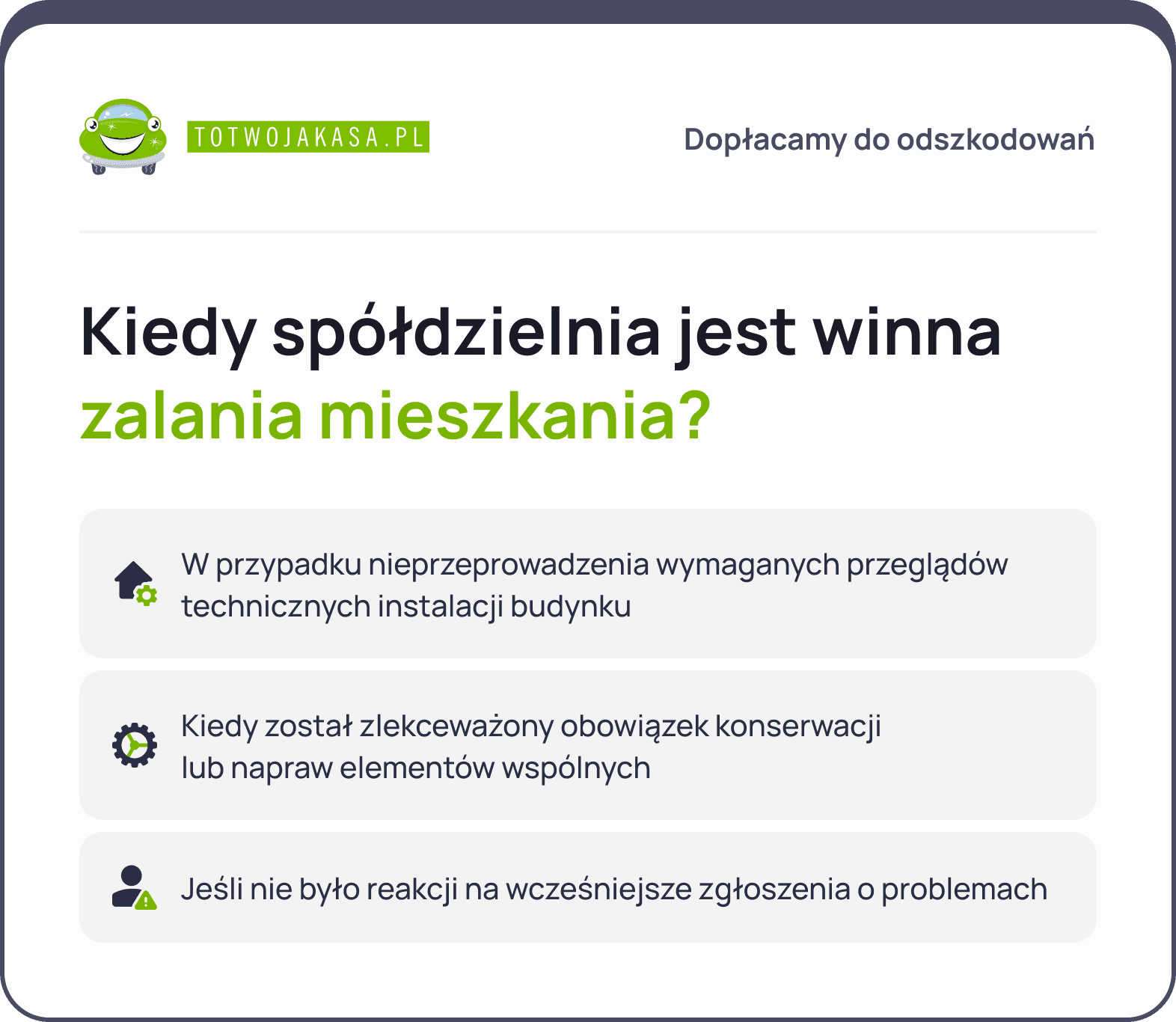 Zalanie mieszkania pismo do spółdzielni – kiedy wina spółdzielni?
