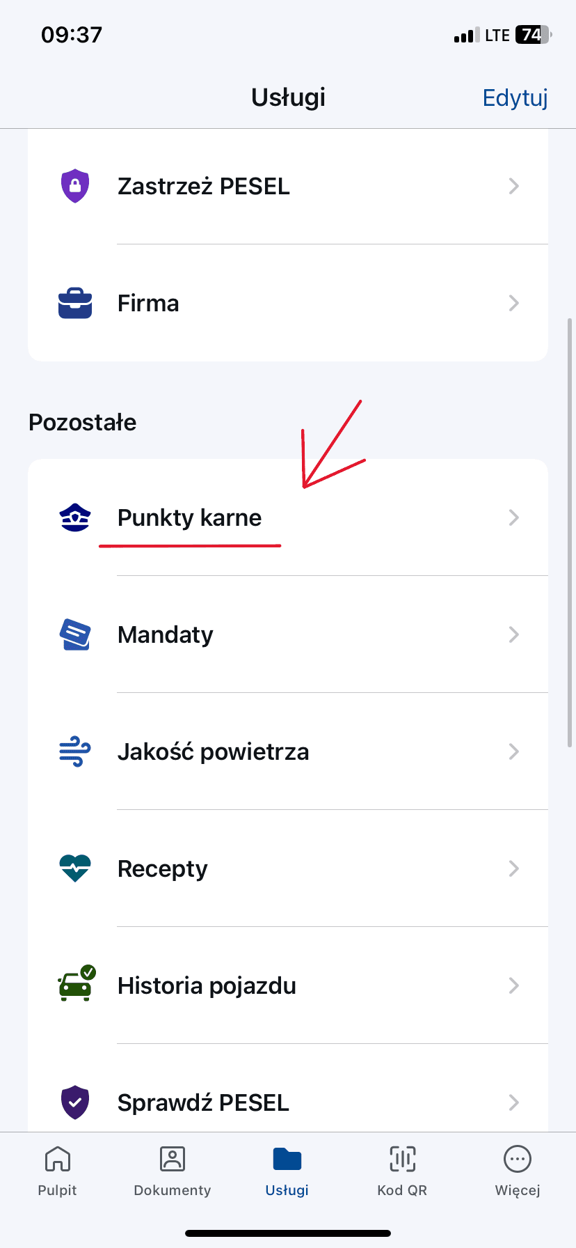 punkty karne - mobywatel
